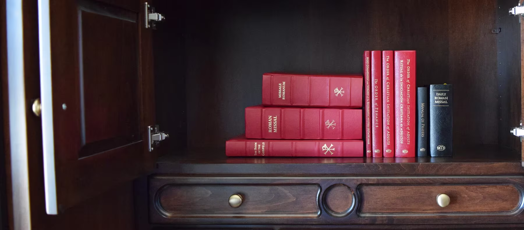 Catholic Books by MTF - Liturgical books on a shelf